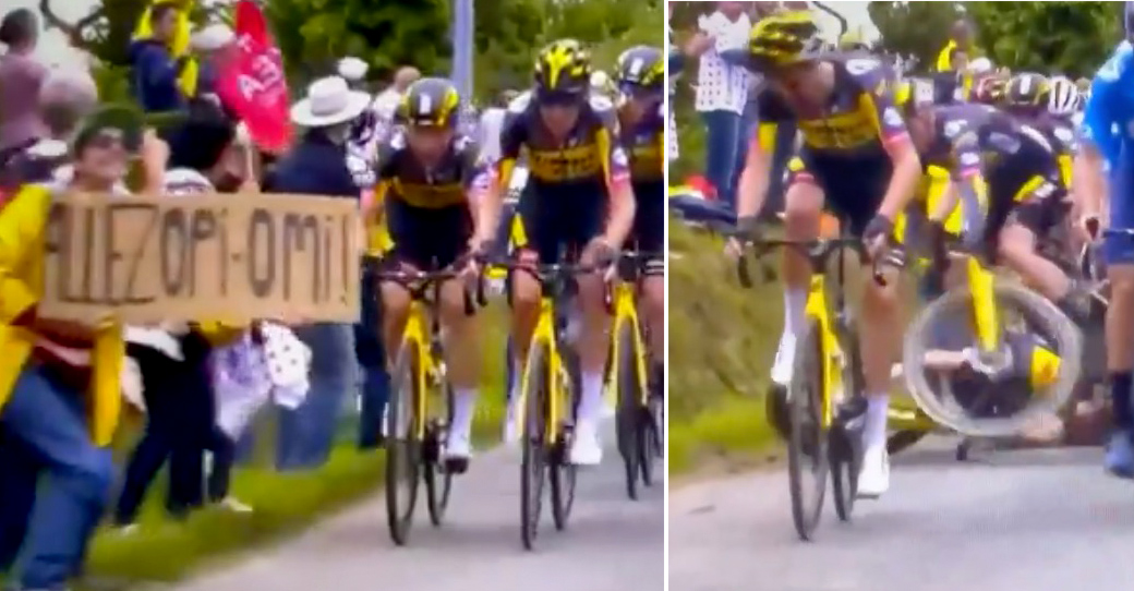 A supporter sows a big crash at the Tour de France for a silliness