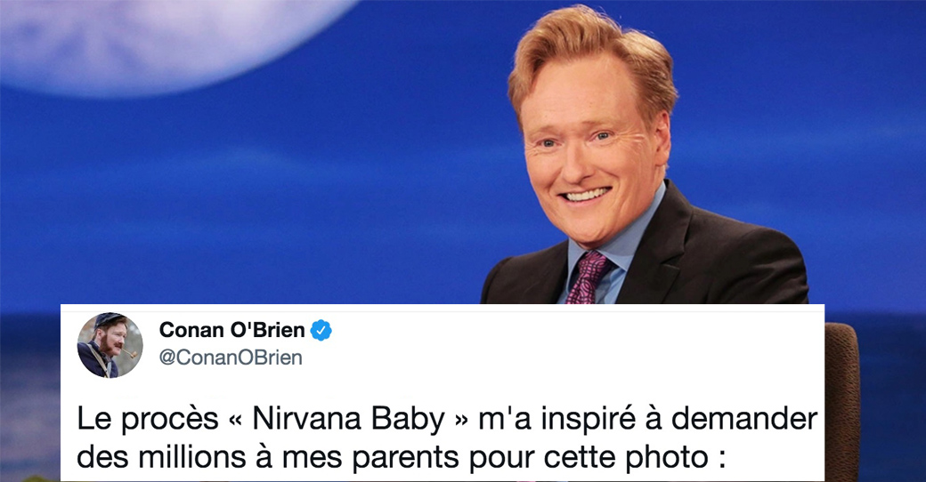 Conan O Brien Se Moque Du Bebe De Nirvana En Voulant A La Blague Lui Aussi Faire Une Poursuite